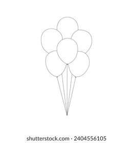 Balloon continuous Single line art, One sketch outline drawing vector illustration