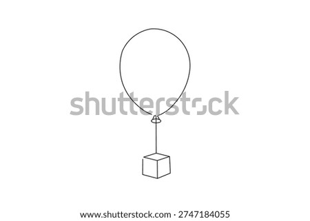 Balloon continuous single line drawing with cube object