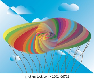 Balloon crash. Fantasy, imitation. Vector illustration