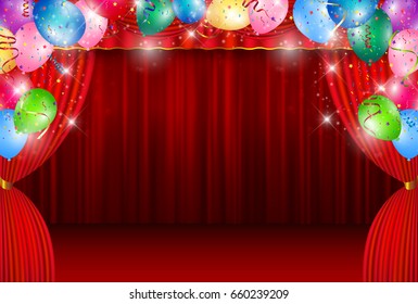 Balloon curtain ribbon background