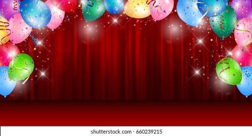 Balloon curtain ribbon background