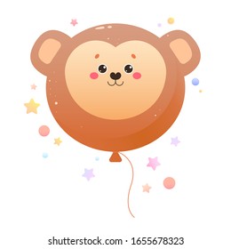 Balloon Cute Kawaii Monkey. Animal isolated on a white background. Vector illustration