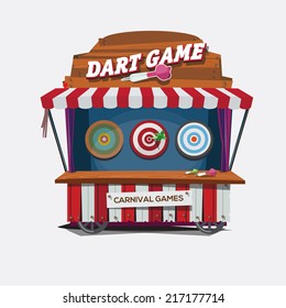 balloon dart game. carnival cart concept - vector illustration