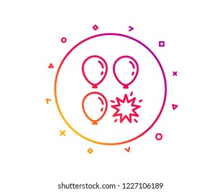 Balloon dart line icon. Amusement park sign. Pop the balloon symbol. Gradient pattern line button. Balloon dart icon design. Geometric shapes. Vector