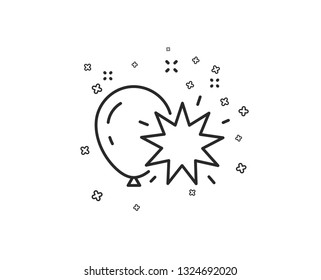 Balloon dart line icon. Amusement park sign. Pop the balloon symbol. Geometric shapes. Random cross elements. Linear Balloon dart icon design. Vector