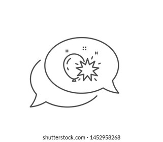 Balloon dart line icon. Chat bubble design. Amusement park sign. Pop the balloon symbol. Outline concept. Thin line balloon dart icon. Vector