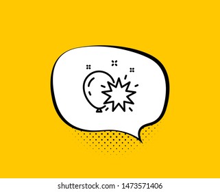 Balloon dart line icon. Comic speech bubble. Amusement park sign. Pop the balloon symbol. Yellow background with chat bubble. Balloon dart icon. Colorful banner. Vector