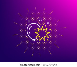 Balloon dart line icon. Halftone pattern. Amusement park sign. Pop the balloon symbol. Gradient background. Balloon dart line icon. Yellow halftone pattern. Vector