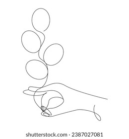 Balloon decoration Continuous single line outline vector art  drawing and illustration

