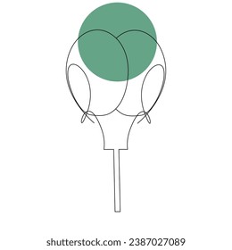 Balloon decoration Continuous single line outline vector art  drawing and illustration
