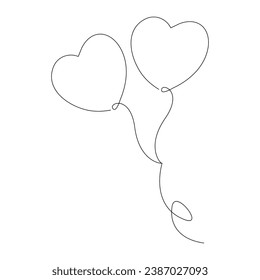Balloon decoration Continuous single line outline vector art  drawing and illustration

