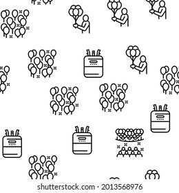 Balloon Decoration Vector Seamless Pattern Thin Line Illustration