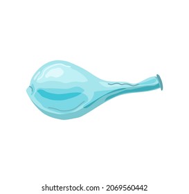  Balloon Deflated. Blue. Attributes Of The Holiday. Vector Cartoon Illustration Isolated White Background.