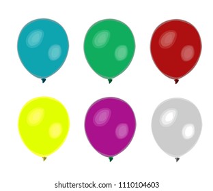 balloon different color set realistic vector illustration isolated no background