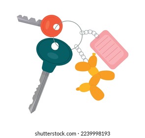 Balloon dog accessories for key flat icon