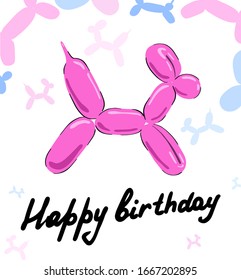 Perro globo, tarjeta de cumpleaños y patrón