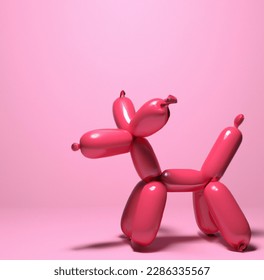 The balloon dog is expertly crafted with a shiny surface and intricate twists and turns, giving it a lifelike appearance.