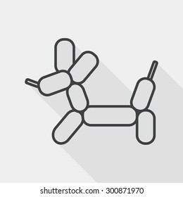 balloon dog flat icon with long shadow, line icon