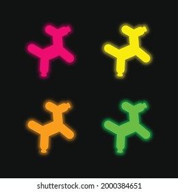 Balloon Dog four color glowing neon vector icon