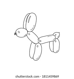 Balloon Dog Icon in Minimal Trendy Style. Vector outline illustration bubble animal in black color isolated on white background. Emblem for poster, logo, card, t-shirt print, invitation and other