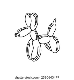 A balloon dog in a line drawing