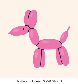 Balloon dog, pink Inflatable puppy, bubble element. Trendy modern vector illustration isolated on background, hand drawn, flat design