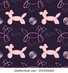 balloon dog seamless pattern, vector hand drawn elements