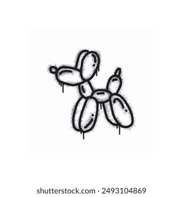 Balloon dog spray painted black on white. Balloon dog symbol. isolated on white background. vector illustration