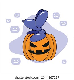 Balloon Dog Vector Illustration Halloween Pumpkin