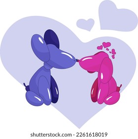 Balloon Dog Vector Illustration Kiss