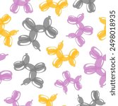 Balloon dogs seamless pattern. Cute colorful print. Birthday party vector illustration