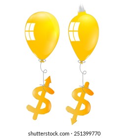 Balloon and dollar sign vector inflation symbols