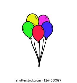 balloon doodle icon vector drawing 