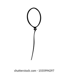 Balloon. Doodle style. Vector. Drawn by hand. Isolated circuit. Element of a festive decor. Children's illustration