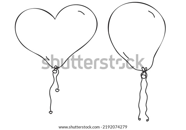 Balloon Drawn Black Outline Heartshaped Plain Stock Vector (Royalty ...