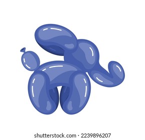 Balloon Elephant Animal, Birthday Party Child Decoration Isolated on White Background. Funny African Animal made of Rubber Balloon Graphic Design Element. Cartoon Vector Illustration, Icon