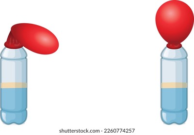 Balloon experiment vector. Bottle balloon vector.