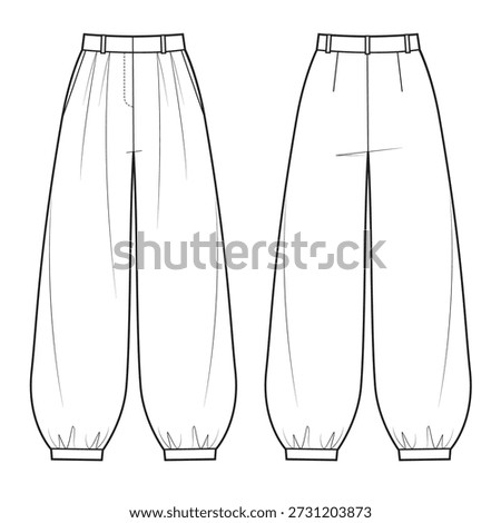 Balloon extra flare silhouette pants sketch