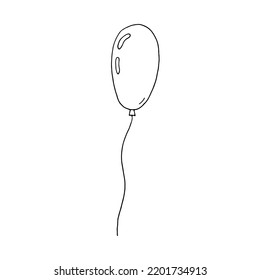 Globo. Decoración festiva. Doodle. Dibujado a mano. Elementos para una tarjeta de felicitación. Esbozo. Blanco y negro. Contacto. Colores.