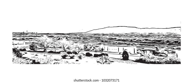 Balloon Fiesta of Albuquerque City in New Mexico. Hand drawn sketch illustration in vector.