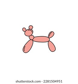 Balloon figurine of cute animal. Twisting modeling. Birthday party symbol isolated on white background. Vector hand drawn outline illustration.