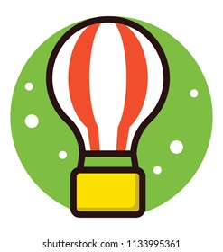 A balloon with fire below lighter than air craft or adventure safari, hot air balloon 