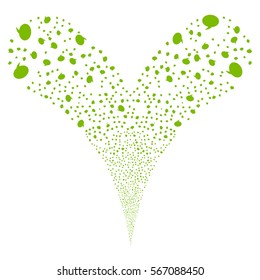 Balloon fireworks stream. Vector illustration style is flat eco green iconic symbols on a white background. Object double fountain made from random pictograms.