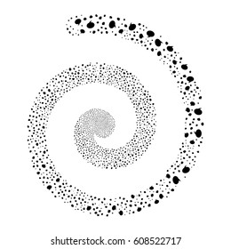 Balloon fireworks whirlpool spiral. Vector illustration style is flat black scattered symbols. Object whirl combined from scattered icons.