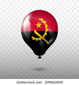 Balloon Flag of Angola with transparent background (PNG), Vector Illustration.