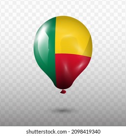 Balloon Flag of Benin with transparent background (PNG), Vector Illustration.