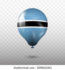 Balloon Flag of Botswana with transparent background (PNG), Vector Illustration.