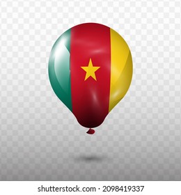 Bandera de globo de Camerún con fondo transparente (PNG), Ilustración vectorial.