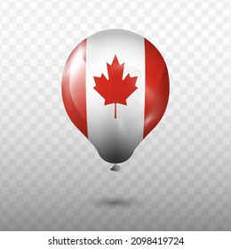 Balloon Flag of Canada with transparent background (PNG), Vector Illustration.