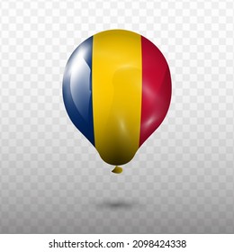 Balloon Flag of Chad with transparent background (PNG), Vector Illustration.